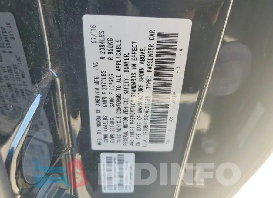 19UUB1F50HA000186 Photo# 12