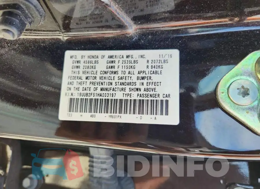 19UUB2F51HA003197 Photo# 12