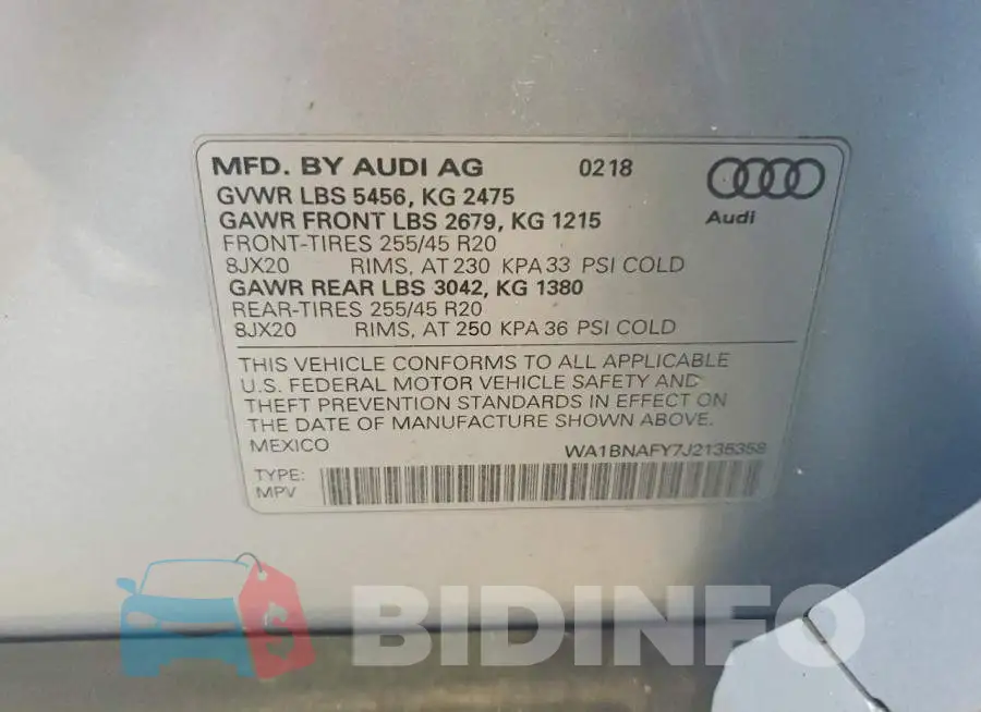 WA1BNAFY7J2135358 Photo# 13