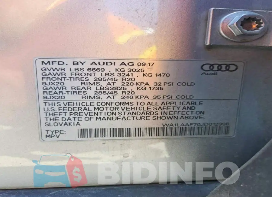 WA1LAAF70JD012996 Photo# 13