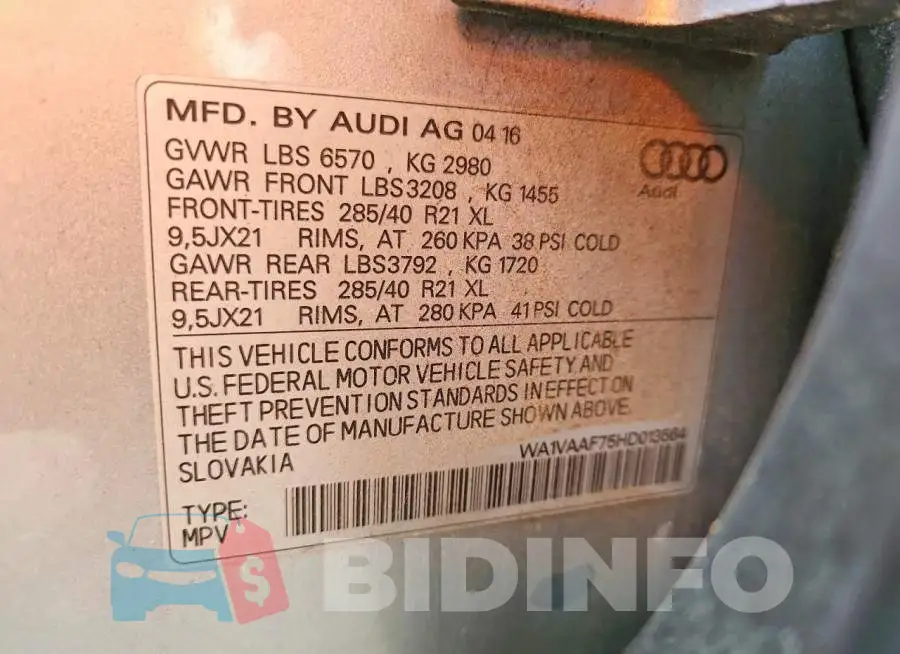 WA1VAAF75HD013564 Photo# 14