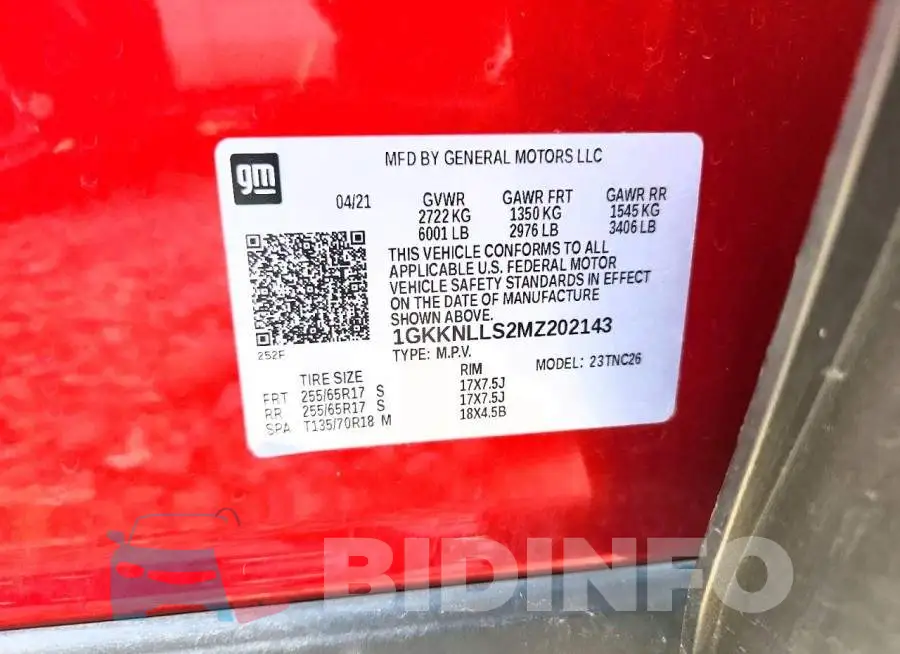 1GKKNLLS2MZ202143 Photo# 13
