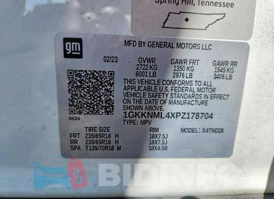1GKKNML4XPZ178704 Photo# 13