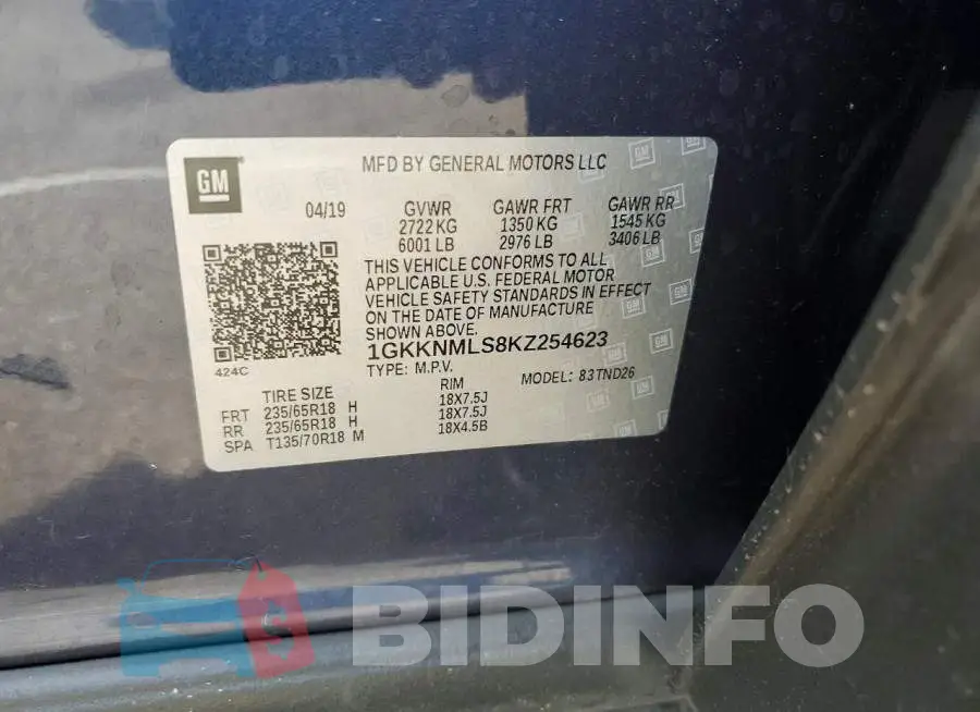 1GKKNMLS8KZ254623 Photo# 13