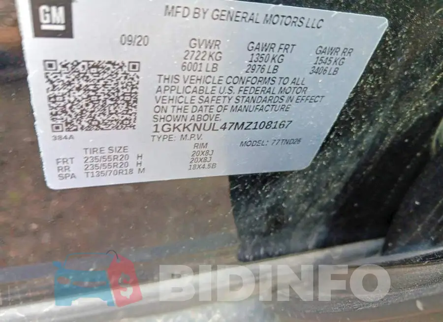 1GKKNUL47MZ108167 Photo# 12