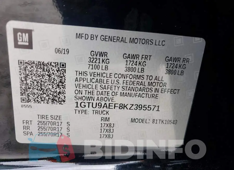 1GTU9AEF8KZ395571 Photo# 12