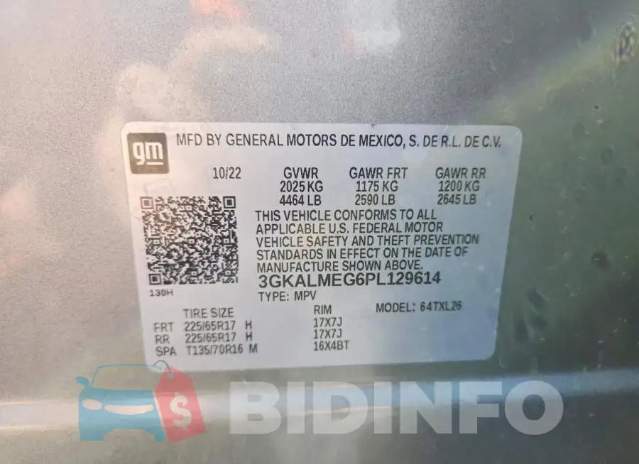 3GKALMEG6PL129614 Photo# 13