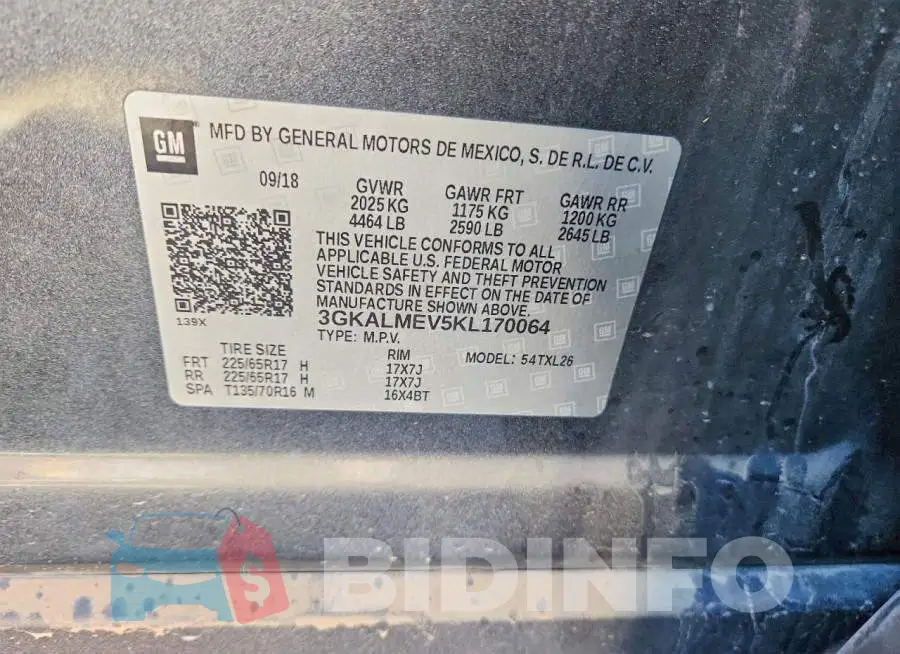 3GKALMEV5KL170064 Photo# 13