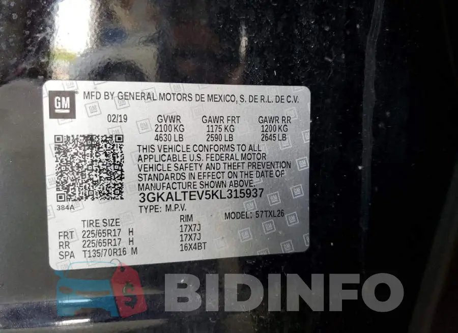 3GKALTEV5KL315937 Photo# 13