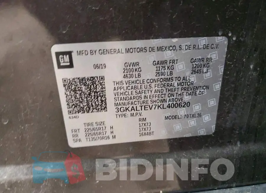 3GKALTEV7KL400620 Photo# 13