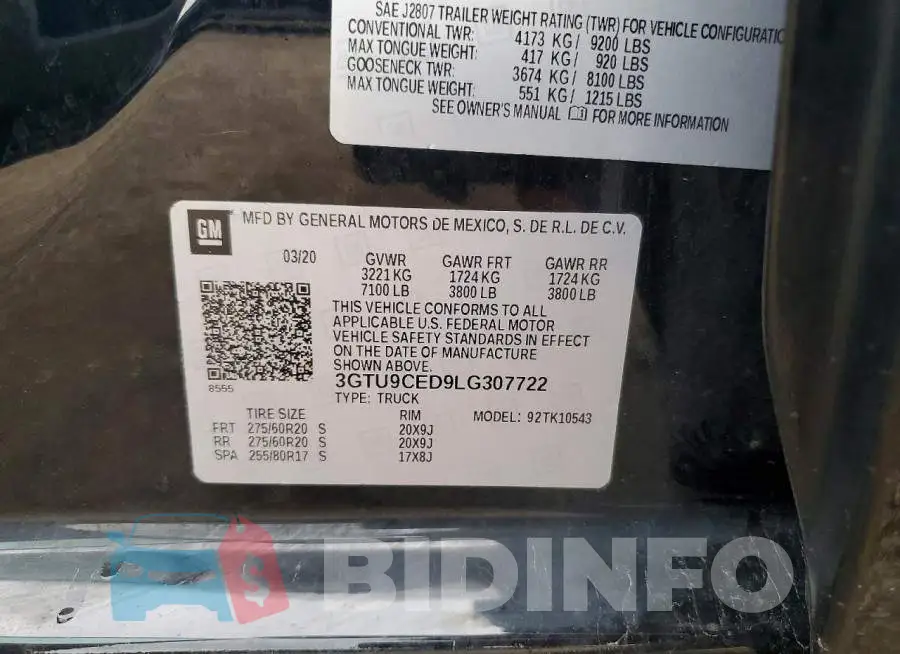 3GTU9CED9LG307722 Photo# 12