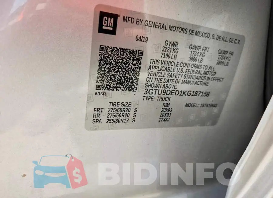 3GTU9DED1KG187158 Photo# 12