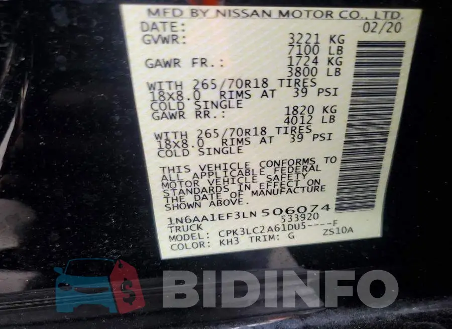 1N6AA1EF3LN506074 Photo# 12