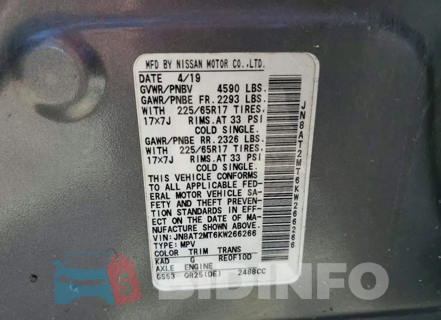 JN8AT2MT6KW266266 Photo# 13