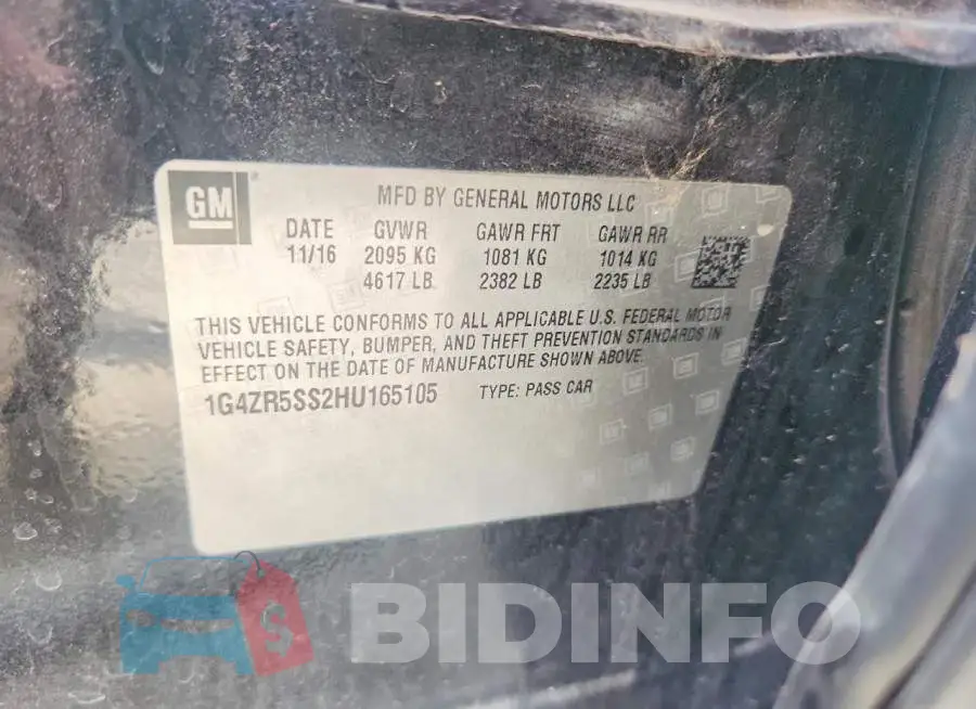 1G4ZR5SS2HU165105 Photo# 12