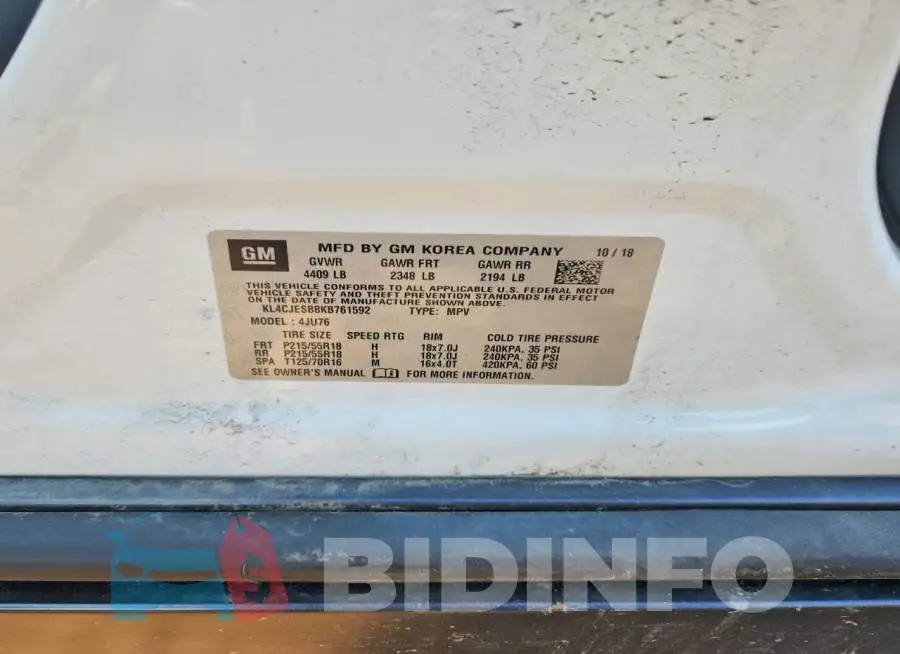 KL4CJESB8KB761592 Photo# 13