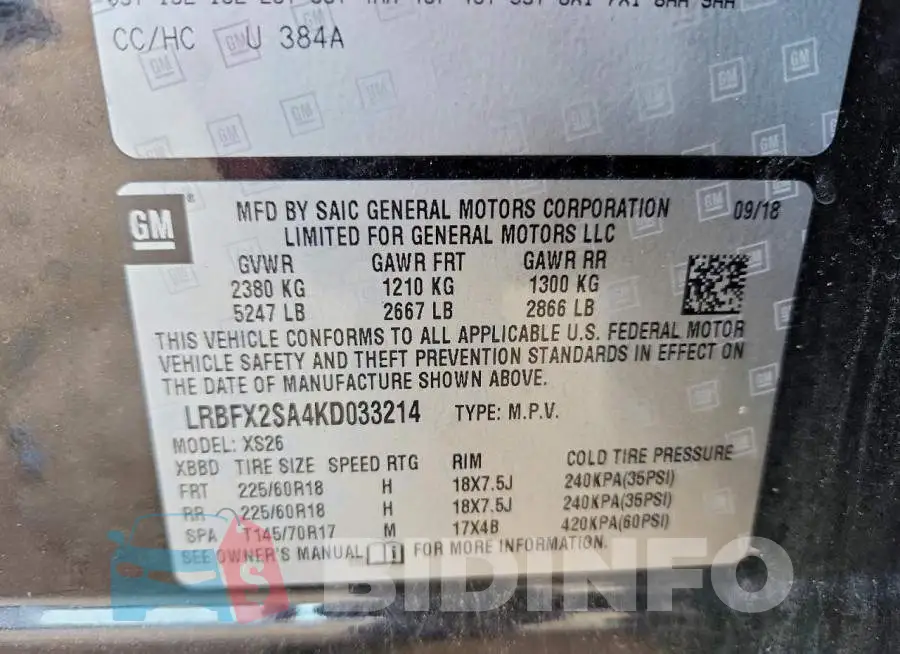 LRBFX2SA4KD033214 Photo# 13