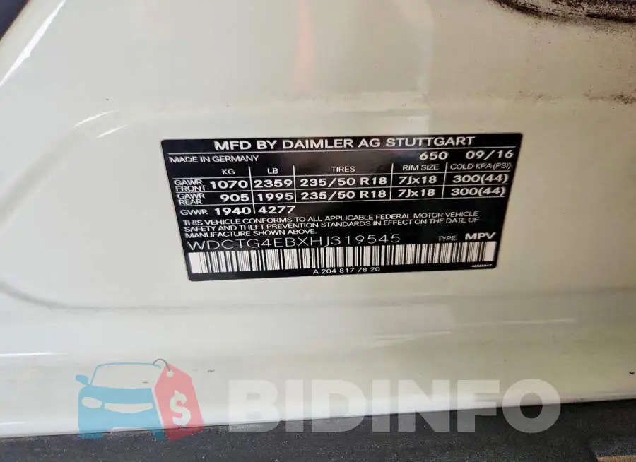 WDCTG4EBXHJ319545 Photo# 12
