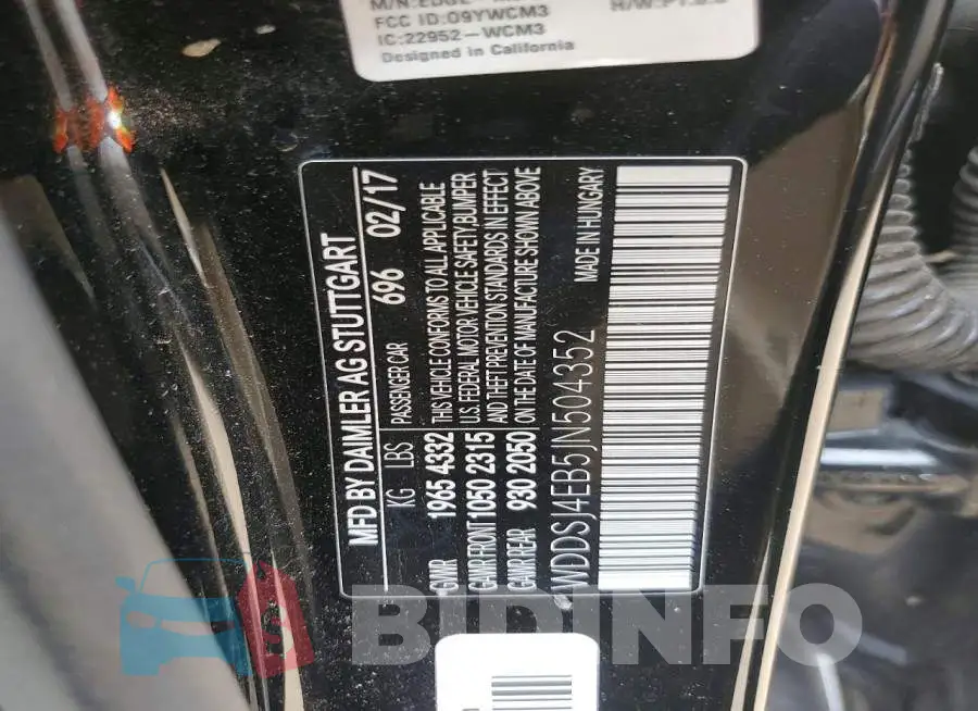 WDDSJ4EB5JN504352 Photo# 12