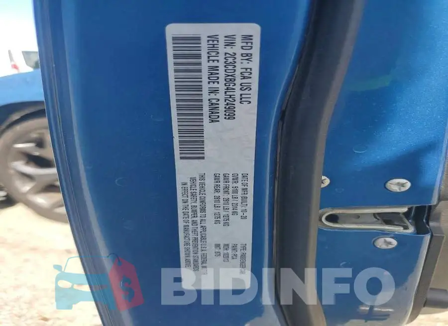 2C3CDXBG4LH249099 Photo# 12