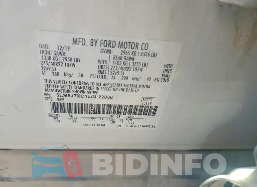 5LM5J7XC1LGL22856 Photo# 13