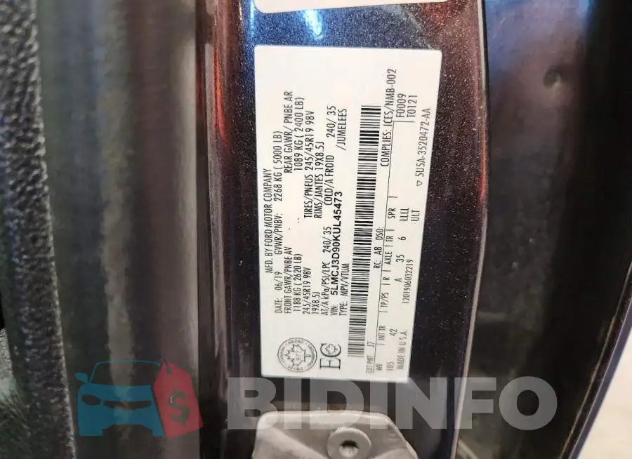 5LMCJ3D90KUL45473 Photo# 13