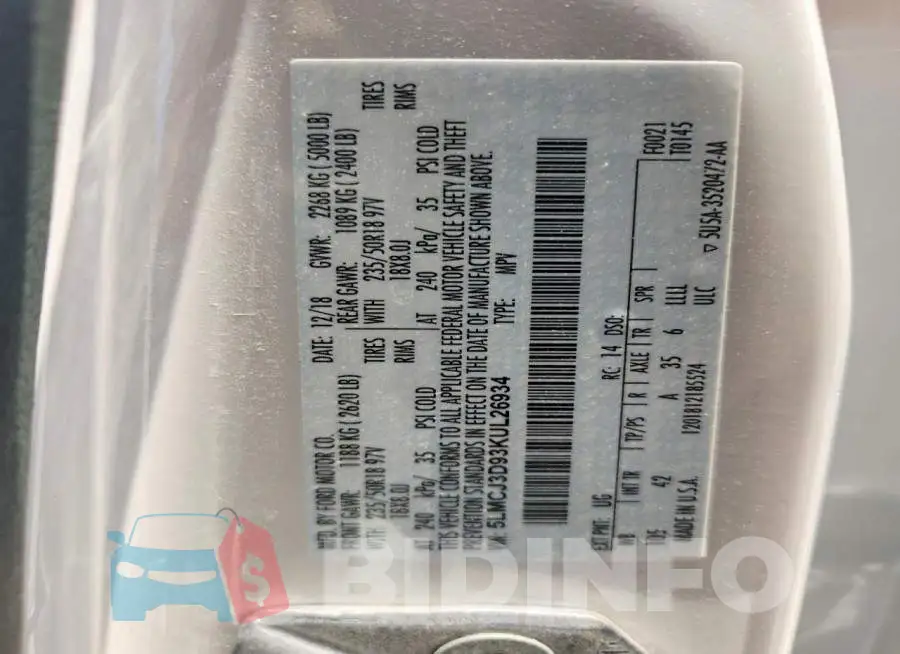 5LMCJ3D93KUL26934 Photo# 13