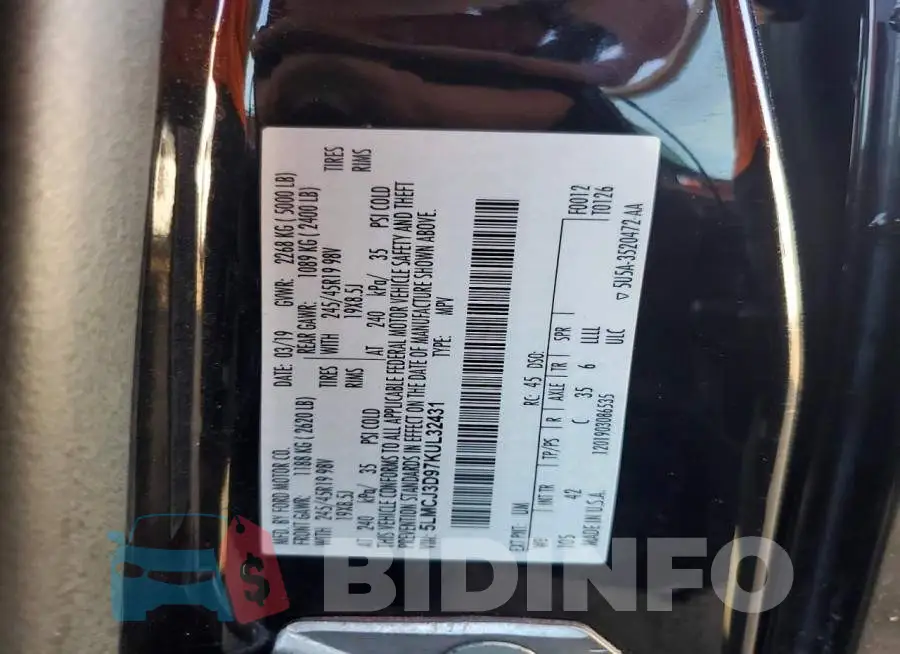 5LMCJ3D97KUL32431 Photo# 14
