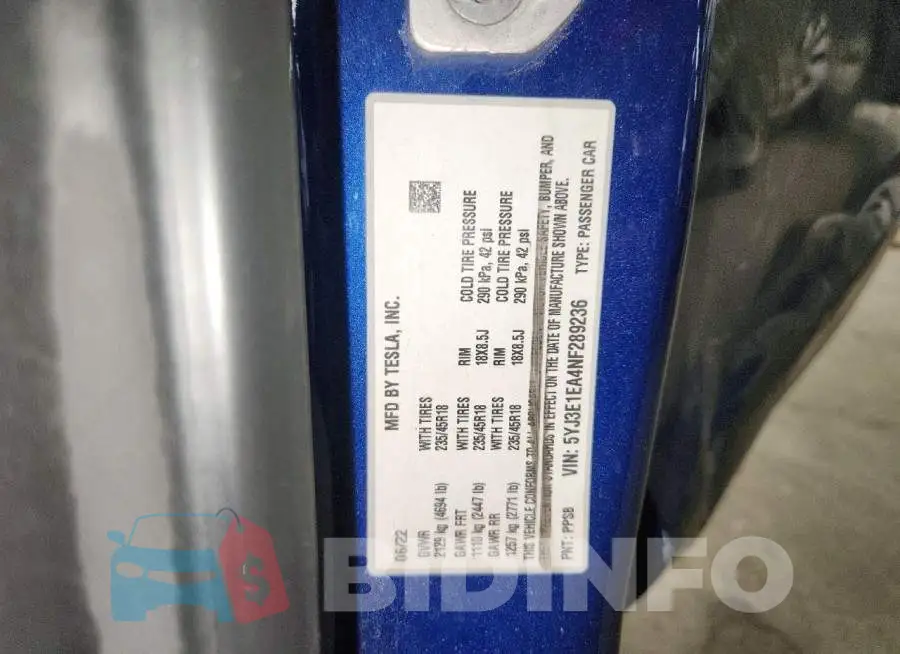 5YJ3E1EA4NF289236 Photo# 12