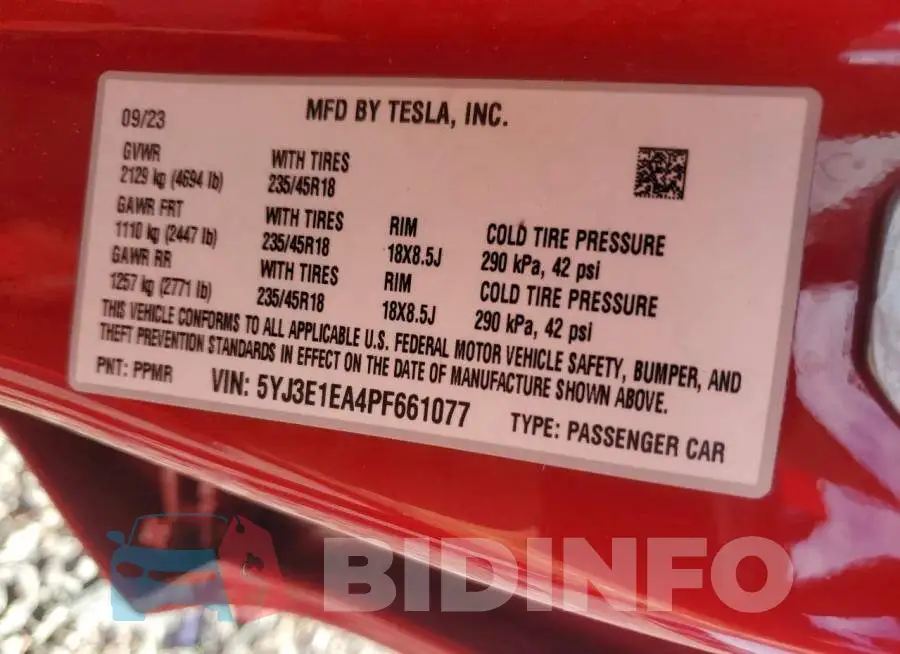 5YJ3E1EA4PF661077 Photo# 13