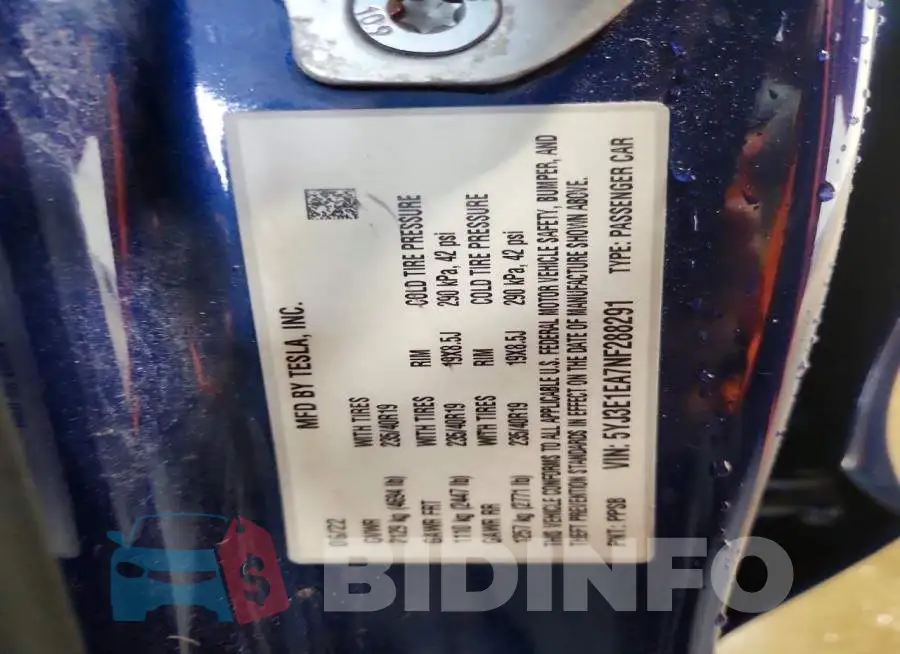 5YJ3E1EA7NF288291 Photo# 12
