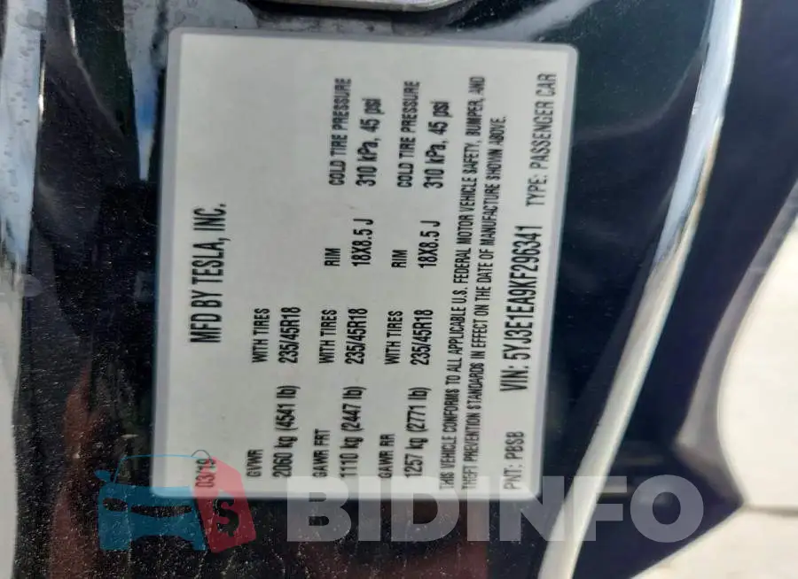 5YJ3E1EA9KF296341 Photo# 12