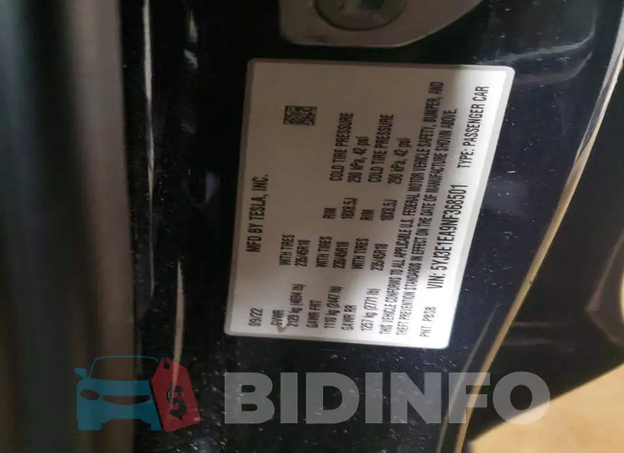 5YJ3E1EA9NF368501 Photo# 13