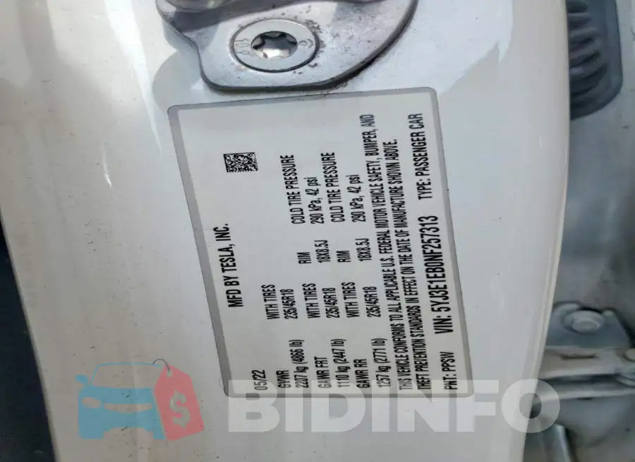 5YJ3E1EB0NF257313 Photo# 12
