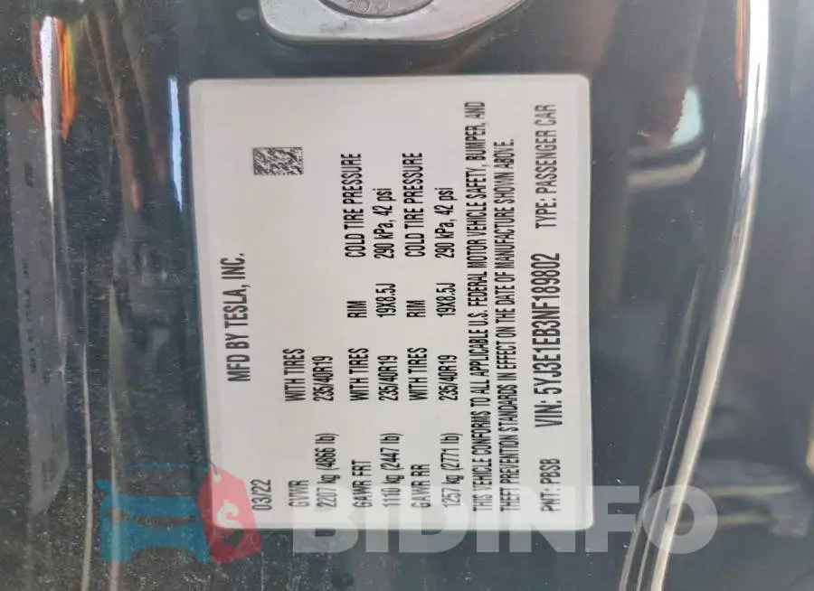 5YJ3E1EB3NF189802 Photo# 12