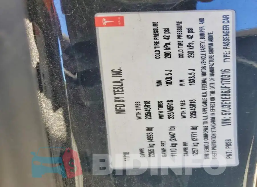 5YJ3E1EB6JF170316 Photo# 12