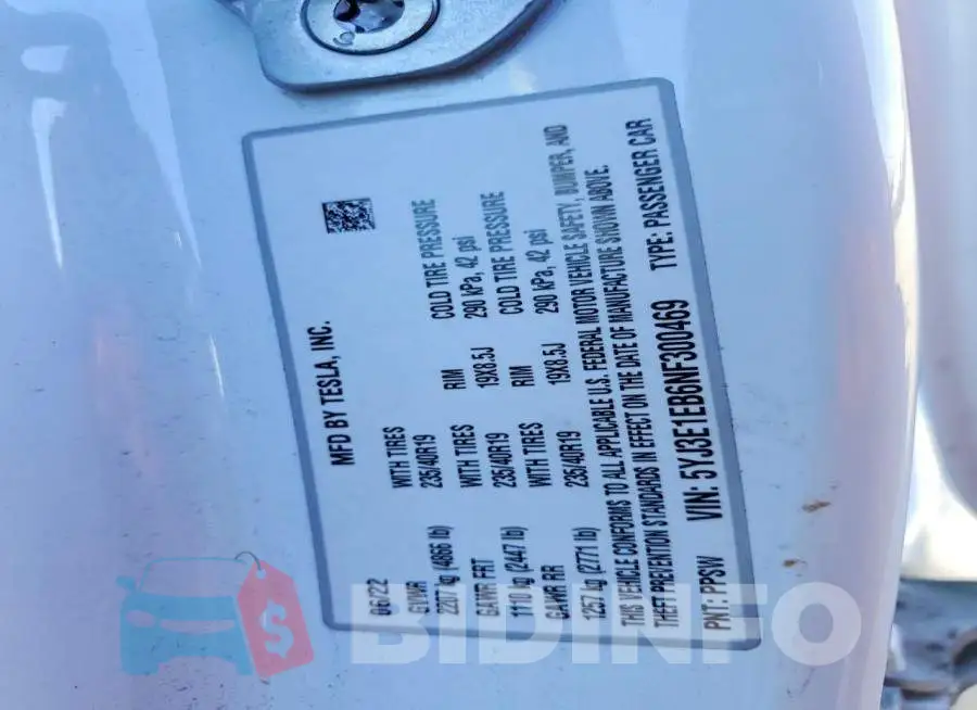 5YJ3E1EB6NF300469 Photo# 12