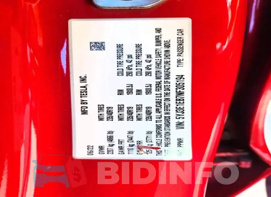 5YJ3E1EB7NF305194 Photo# 12