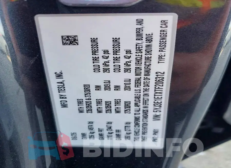 5YJ3E1ETXTF206312 Photo# 13