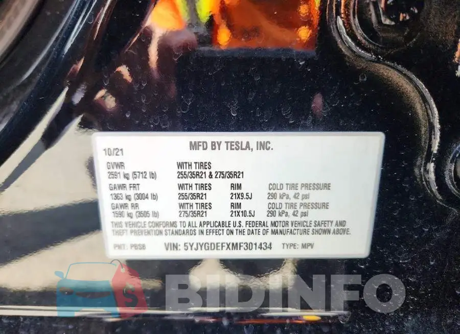 5YJYGDEFXMF301434 Photo# 14