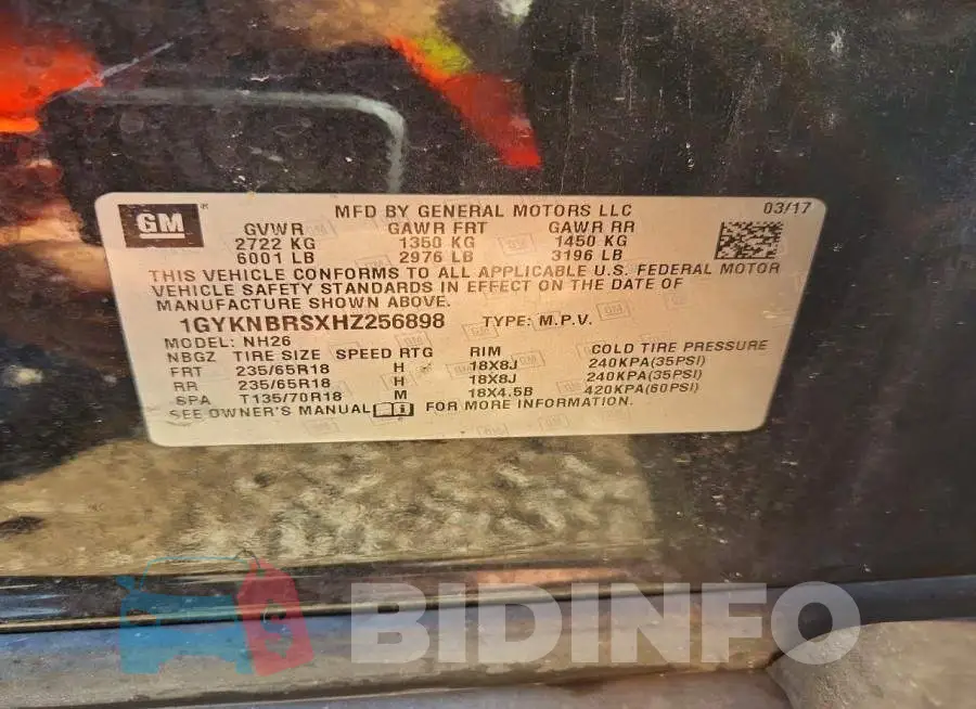 1GYKNBRSXHZ256898 Photo# 12