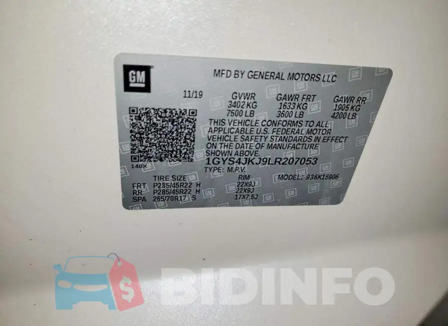 1GYS4JKJ9LR207053 Photo# 13