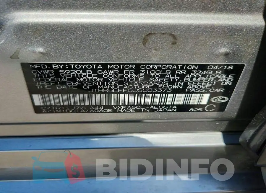 JTHB5LFF5J5003373 Photo# 12