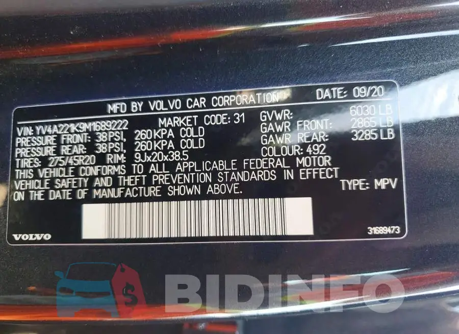 YV4A221K9M1689222 Photo# 13