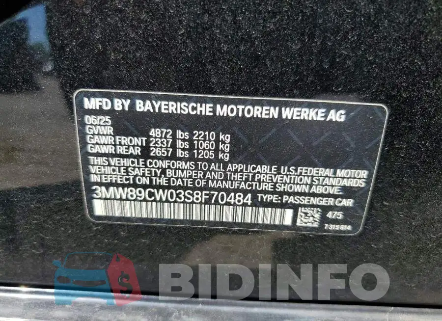 3MW89CW03S8F70484 Photo# 12