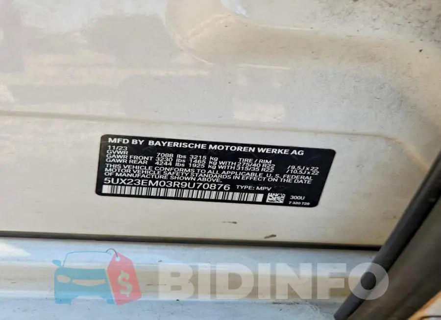 5UX23EM03R9U70876 Photo# 12