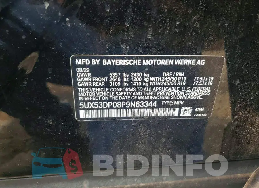 5UX53DP08P9N63344 Photo# 13