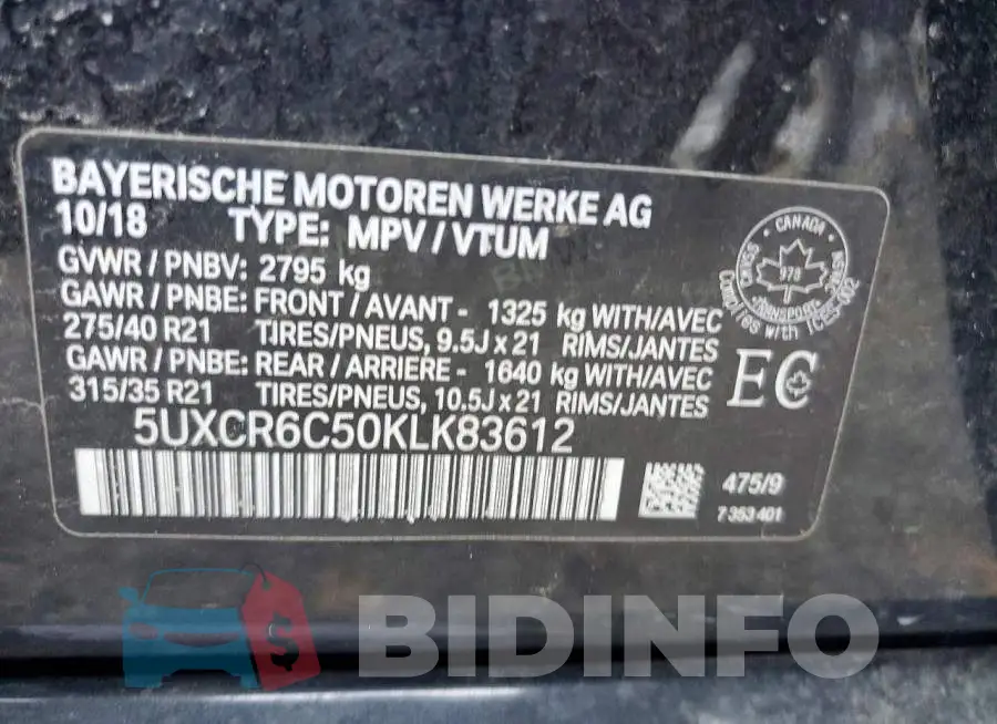 5UXCR6C50KLK83612 Photo# 14