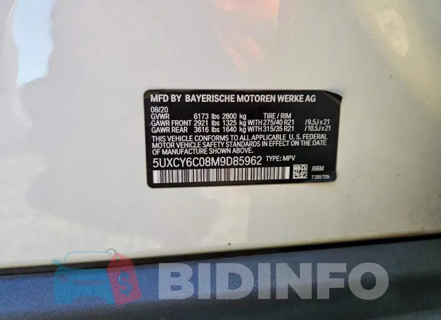 5UXCY6C08M9D85962 Photo# 13