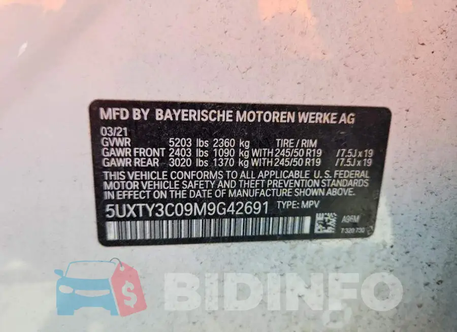 5UXTY3C09M9G42691 Photo# 13